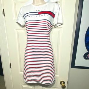 Tommy Hilfiger Striped Red White and Blue T-Shirt Dress